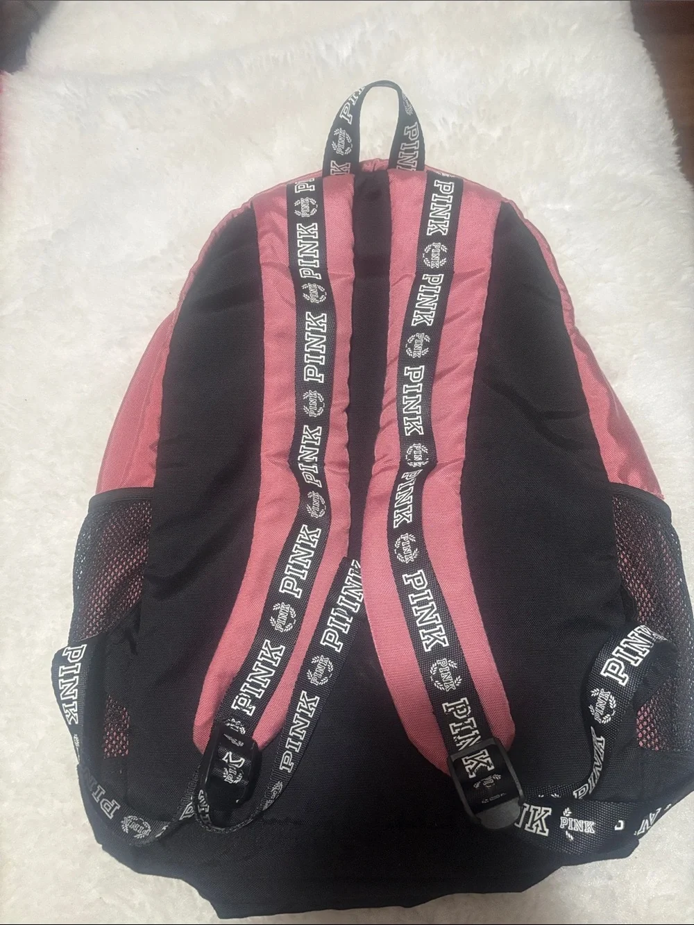 PINK Victoria's Secret Rose Pink & Black Logo Backpack